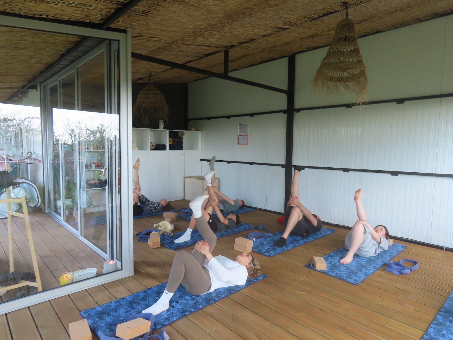 Yoga class at retreat property near Porto