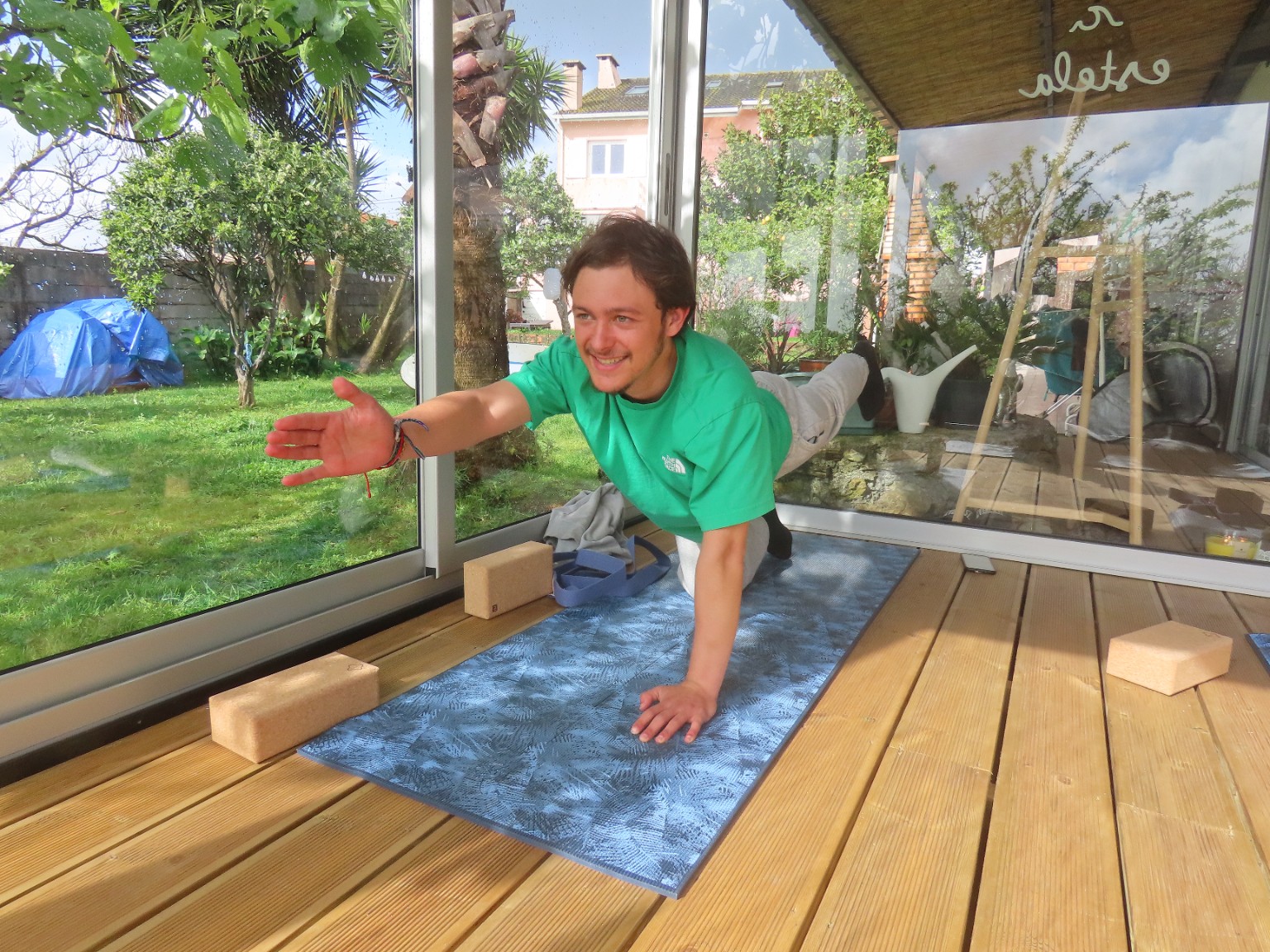Yoga session in private retreat studio